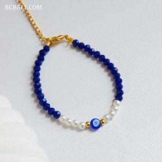 Handcrafted Evil Eye Crystal Beads Bracelet Handmade in Bali